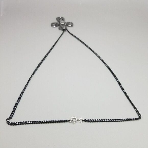 Vintage Sarah Coventry Large Dark Silver Gray Cross Pendant Necklace, Signed - Picture 5 of 10
